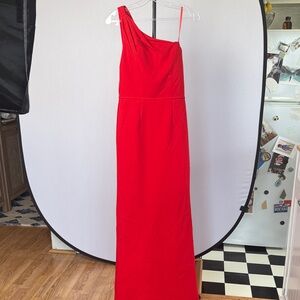 Mac Duggal Vibrant Red One-Shoulder Dress